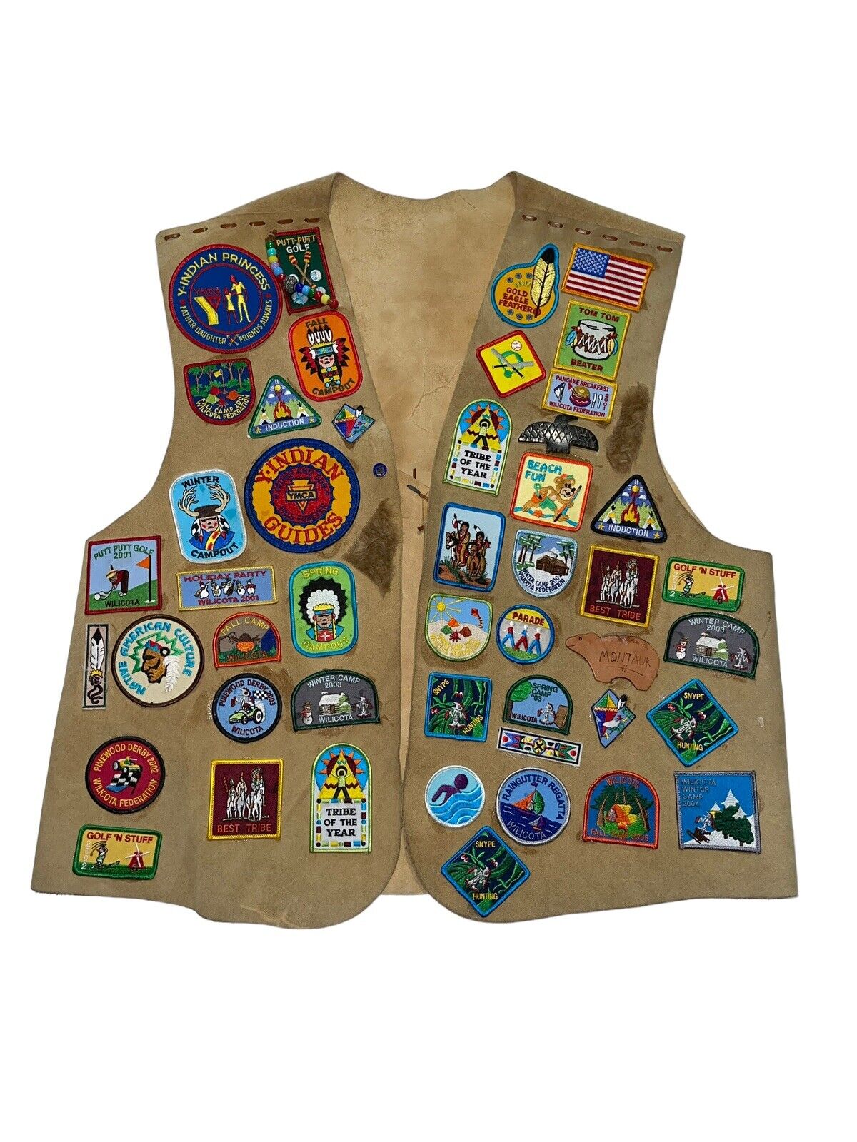 leather YMCA Vest W/ patches mens L/XL