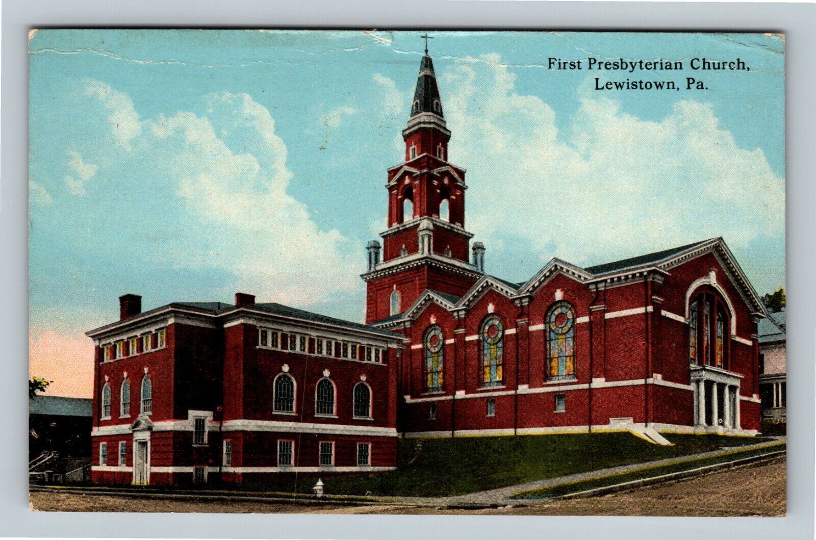 Lewiston PA, First Presbyterian Church, Pennsylvania Vintage Postcard