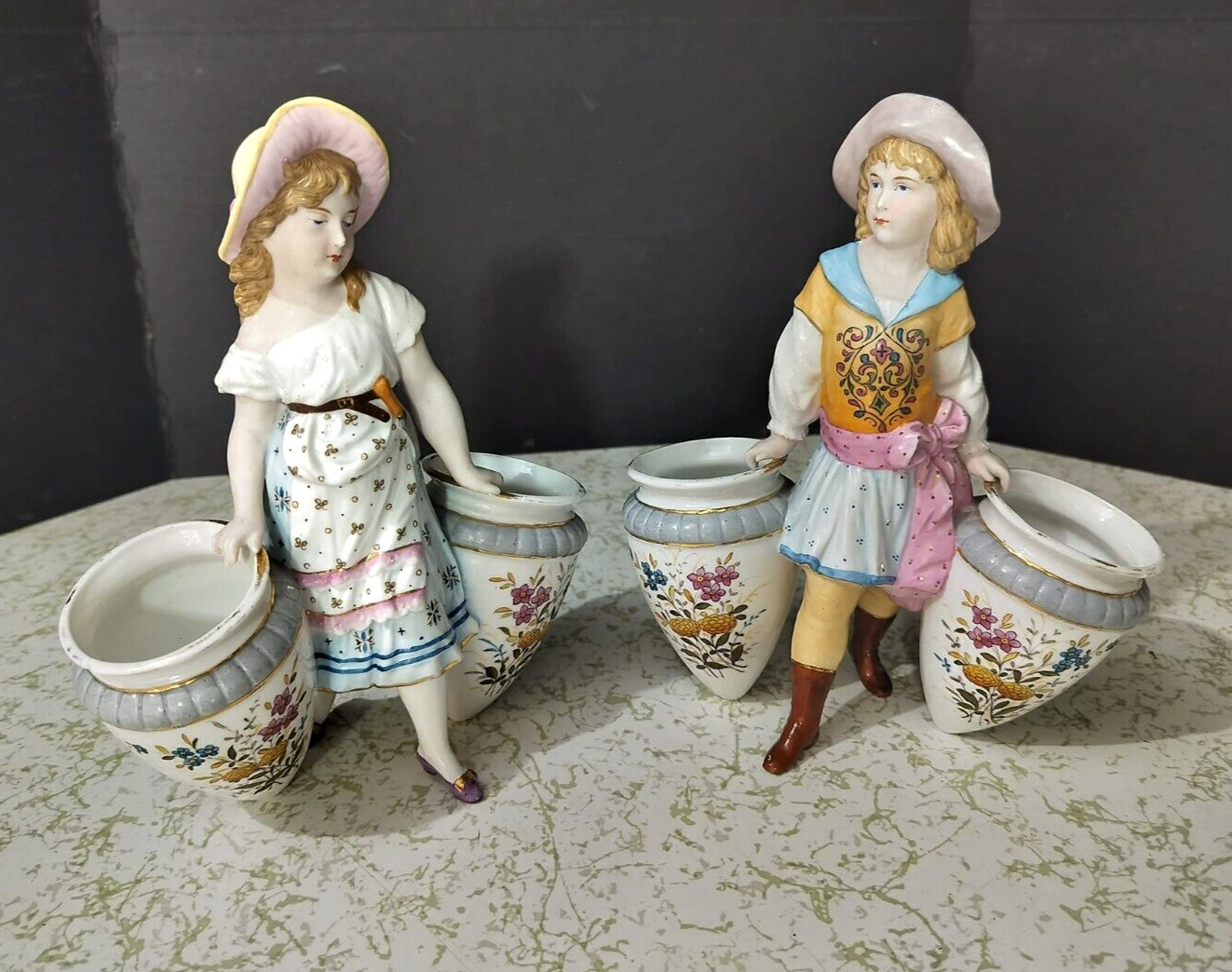 Antique German Master Salt Cellars Porcelain Figurine, 7.5\
