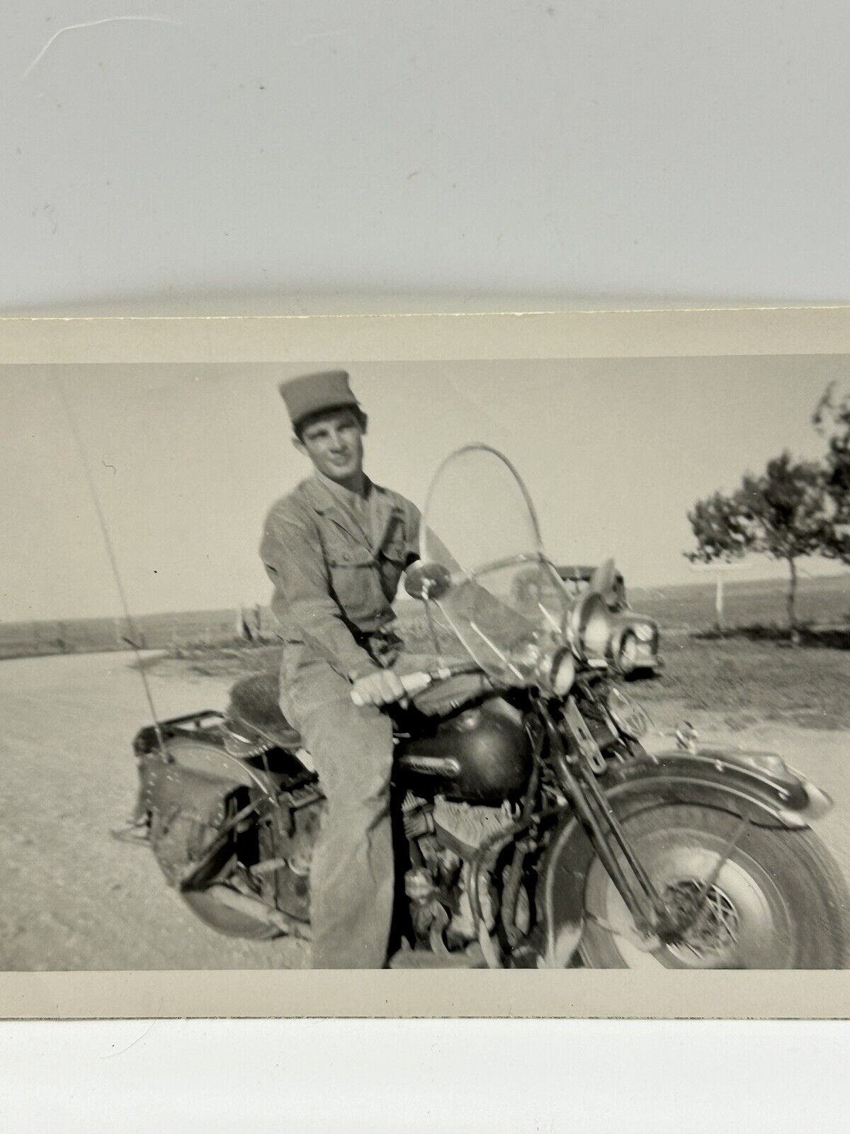 VTG Harley Davidson Motorbike Motorcycle Soldier Dated 1952 Original Photograph