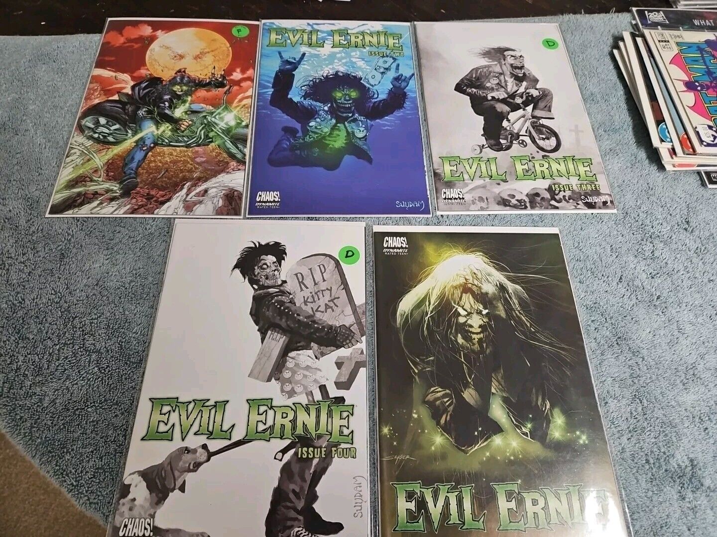 EVIL ERNIE 1  BOOTH 1:25 VIRGIN  2 Nirvana Homage 3 And 4 Suydam 1:20  And #5