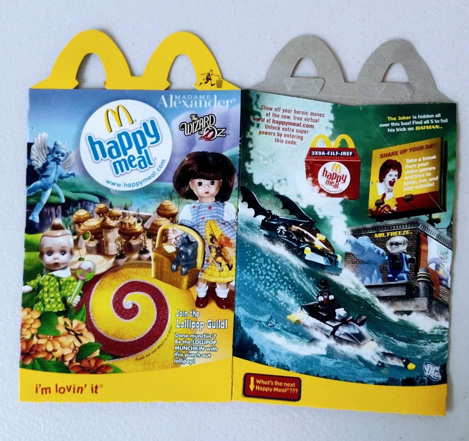 McDonald\'s Madame Alexander Wizard Of Oz Batman Lego Happy Meal Box 2008