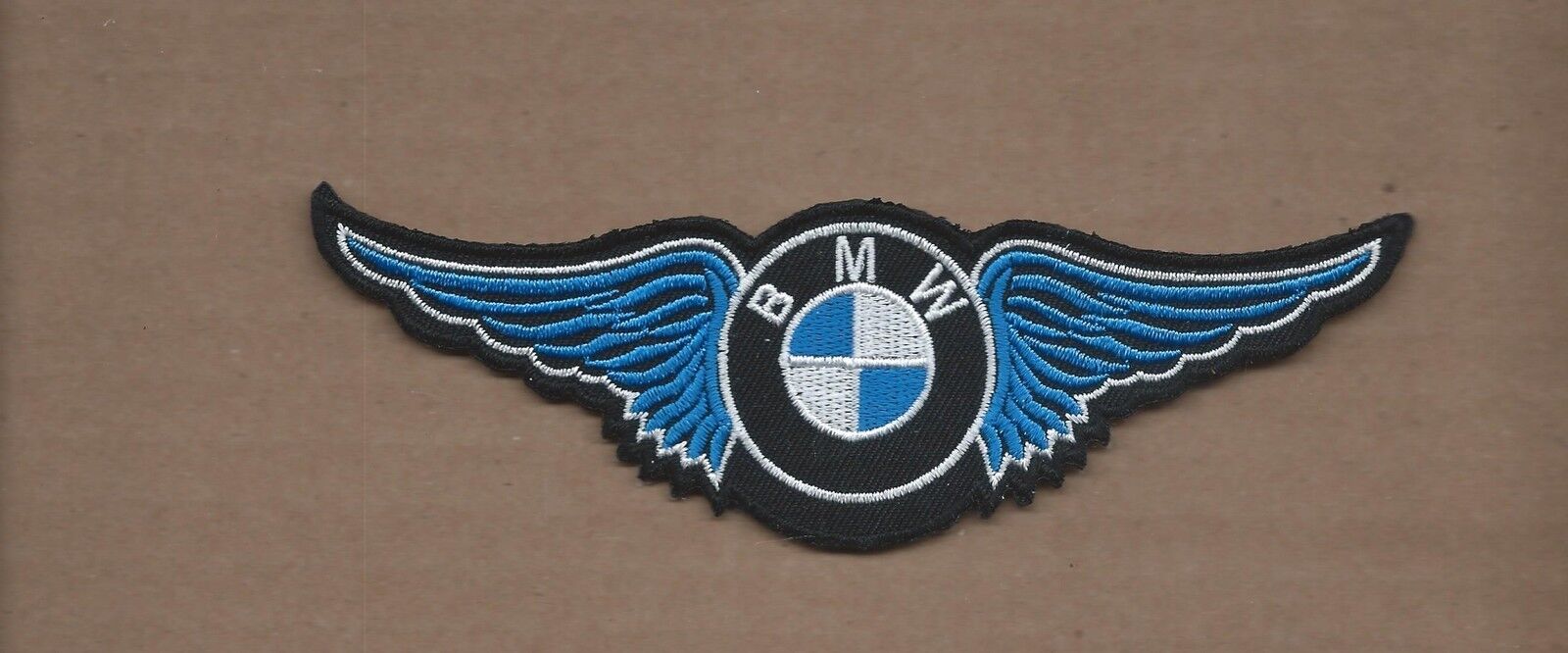 NEW 1 7/8 X 6 INCH BMW BLUE WINGS IRON ON PATCH 