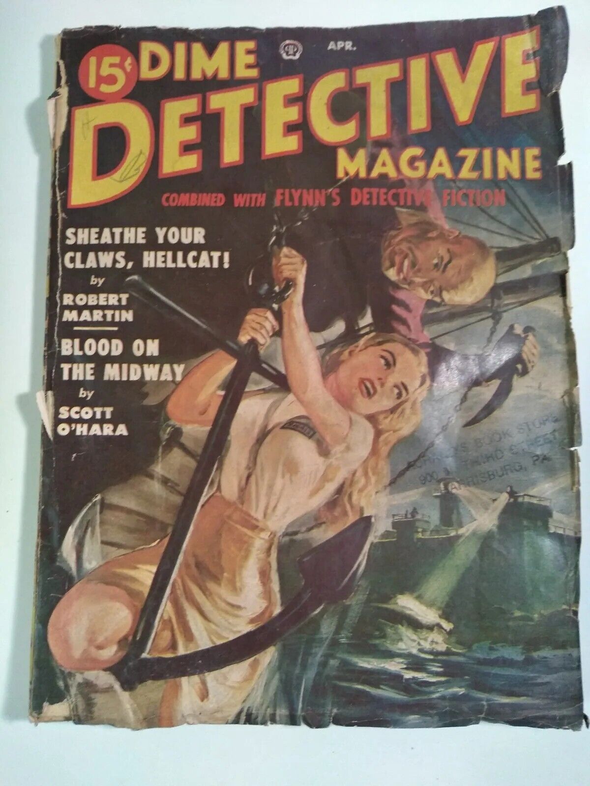 Dime Detective Magazine April 1950 Pulp Detective Fiction 50s Art Mystery & Ads