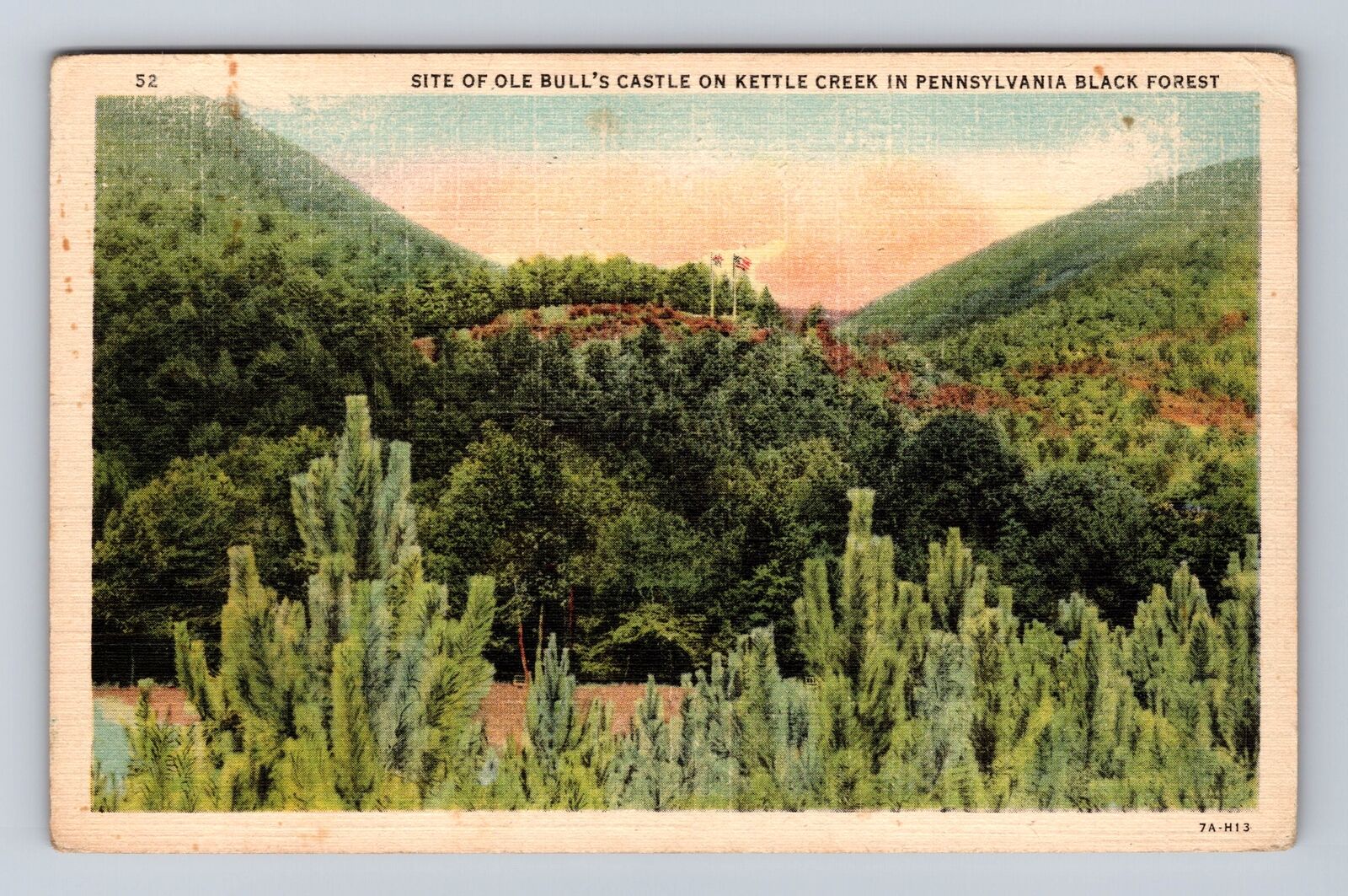 PA-Pennsylvania, Site Of Ole Bull\'s Castle, Antique, Vintage Souvenir Postcard