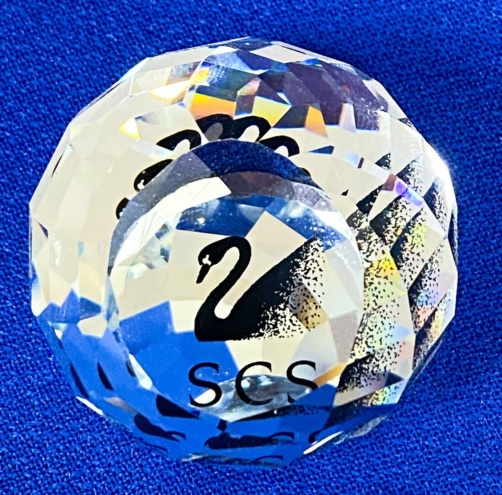 Estate SCS Swarovski Crystal Swan Round Ball Figurine 70 