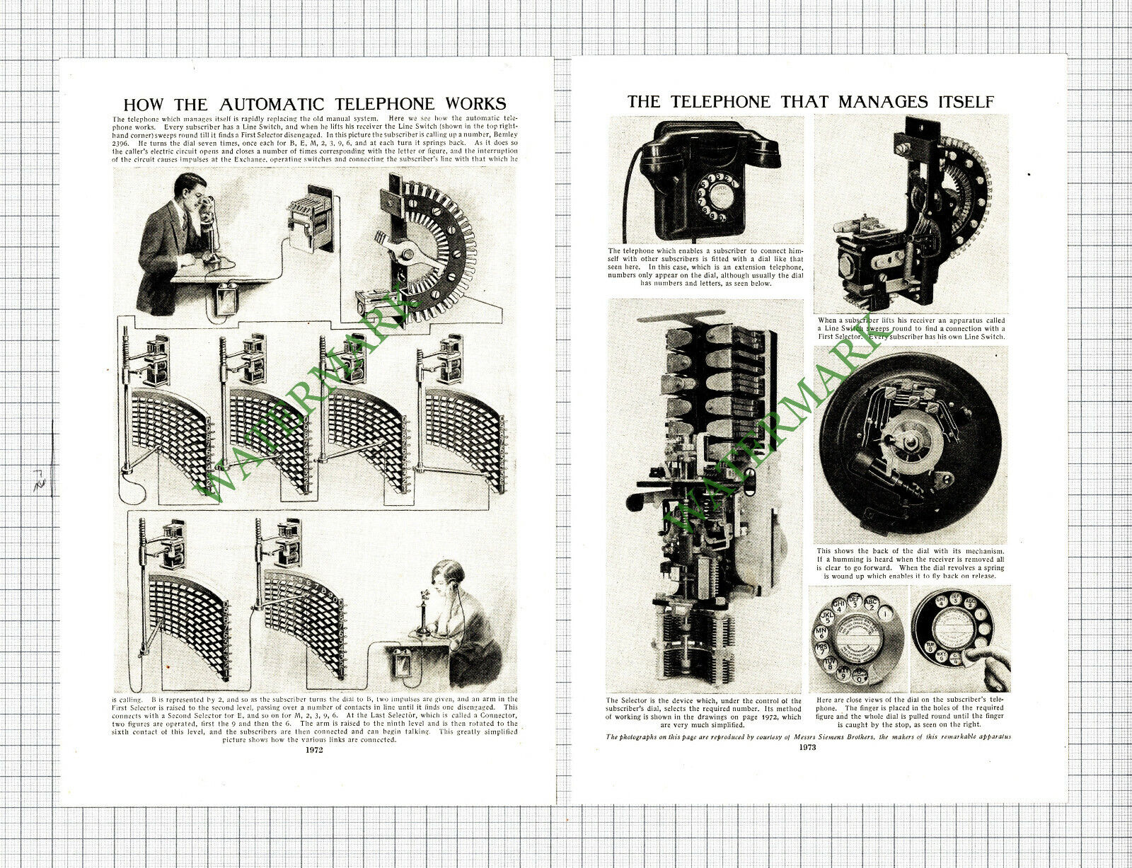 How A Telephone Works Siemens Brothers  - c.1950 2-Part  Cutting / Print
