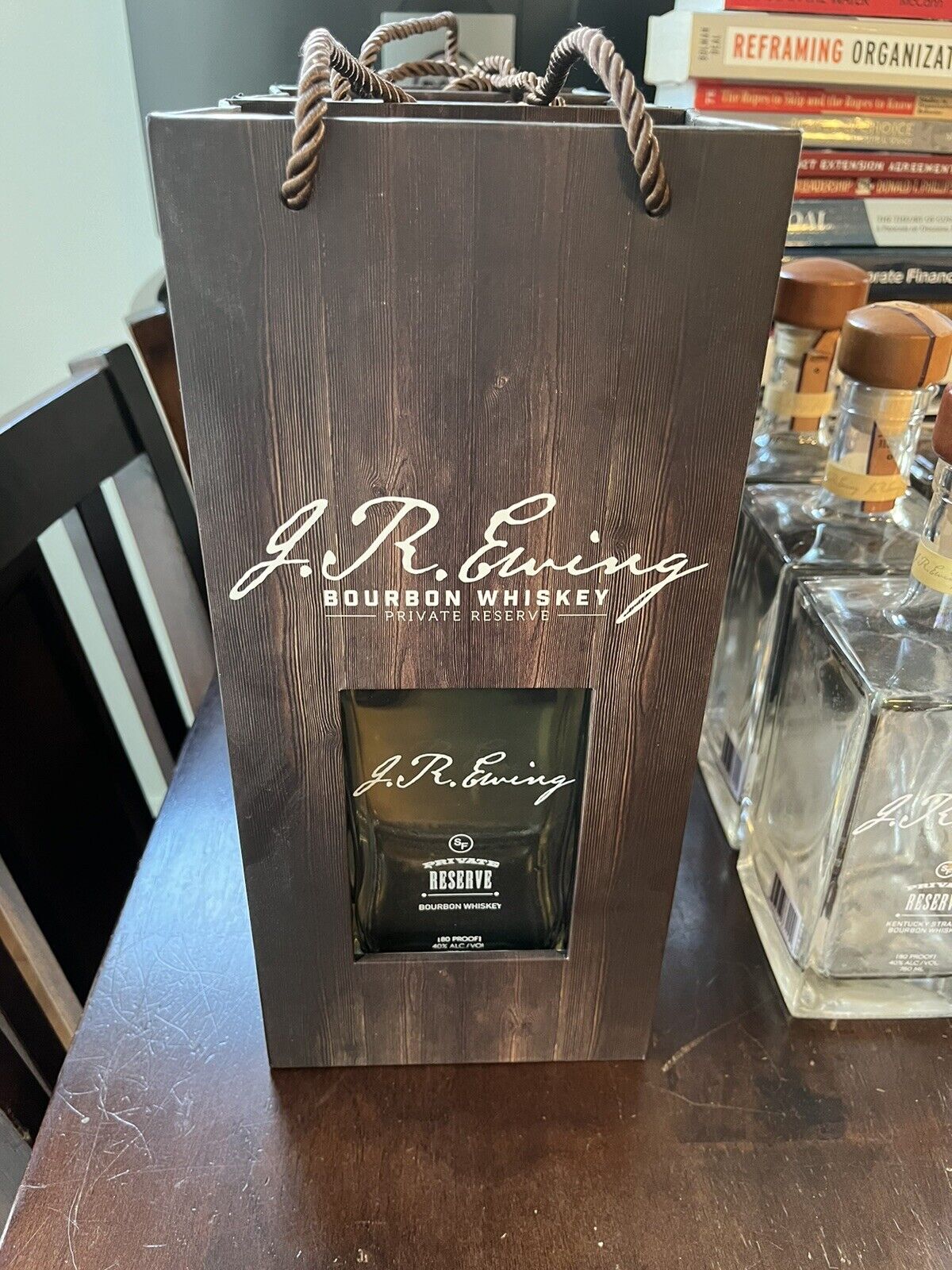 J.R. Ewing Private Reserve whiskey bottle with box