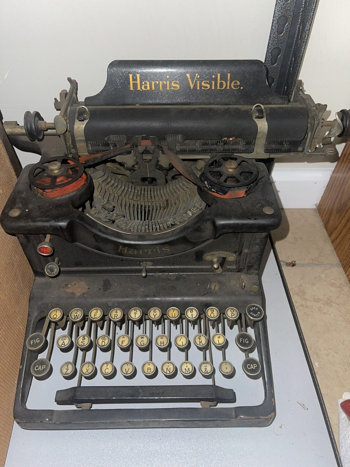 1912 Antique Harris Visible Typewriter, RARE