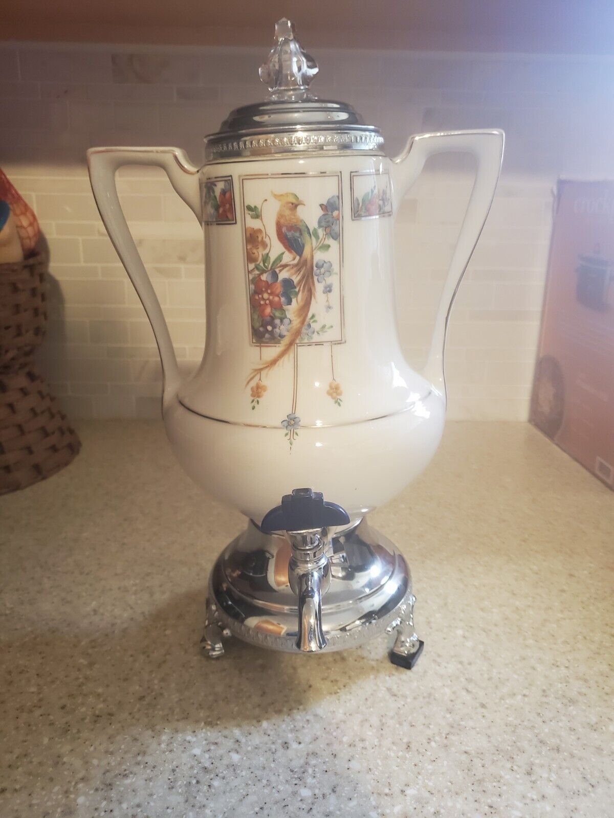 Vintage Royal Rochester Pheasant Porcelain Coffee Tea Percolator 1920 Art Deco