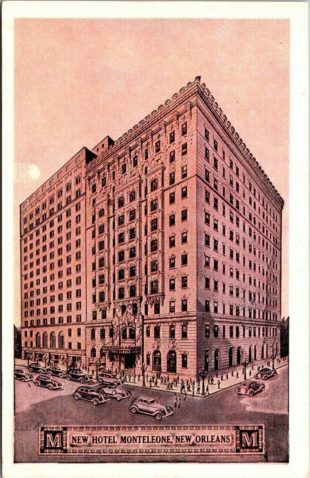 New Orleans New Hotel Monteleone LA. Postcard Linen 1930\'s 40\'s Advertising