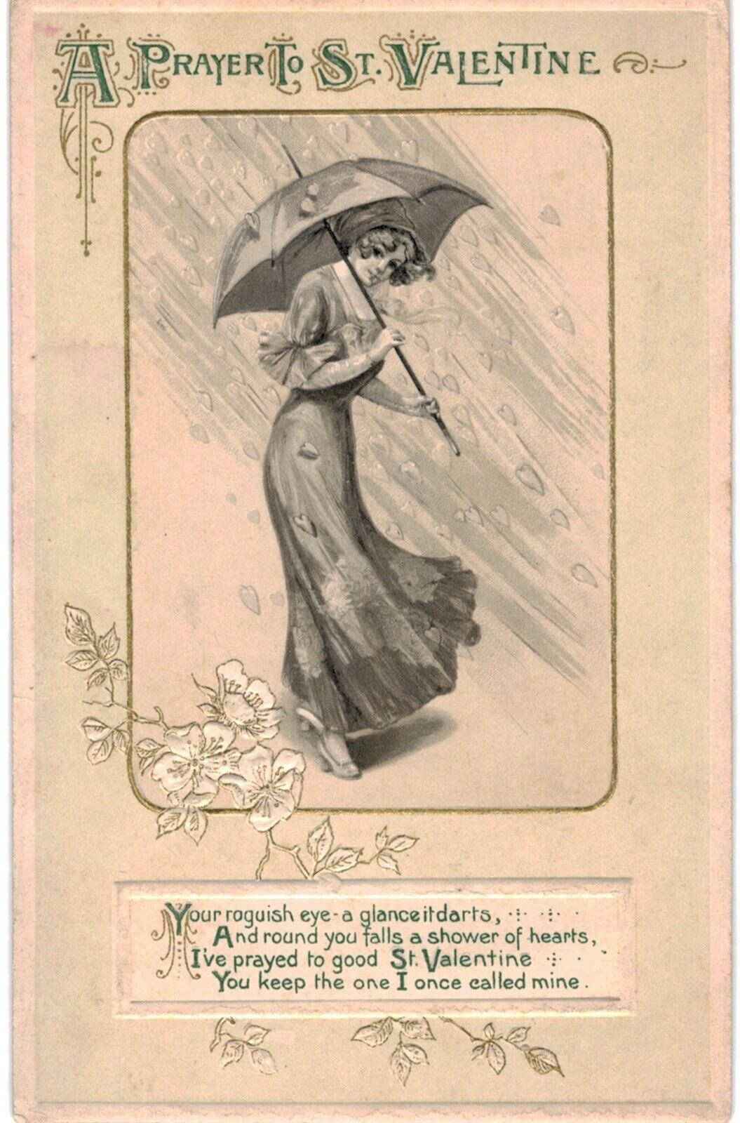 Winsch Valentine Prayer A/Uns Schmucker Monochrome Lady Umbrella 1910