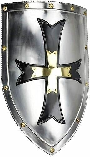 Medieval Crusader Shield 18G Steel Templar Knight Armor Shield For Cosplay Gift