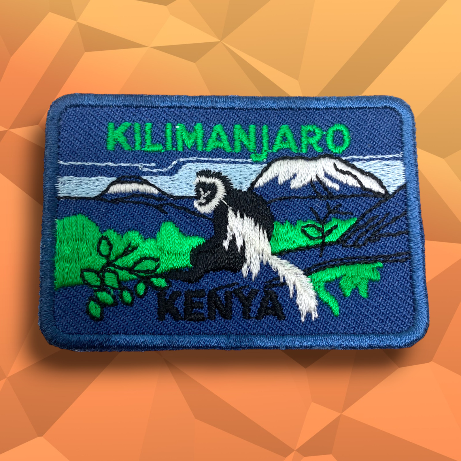 Vintage 80s Mount Kilimanjaro Kenya Souvenir Travel Iron On Patch Colobus Monkey