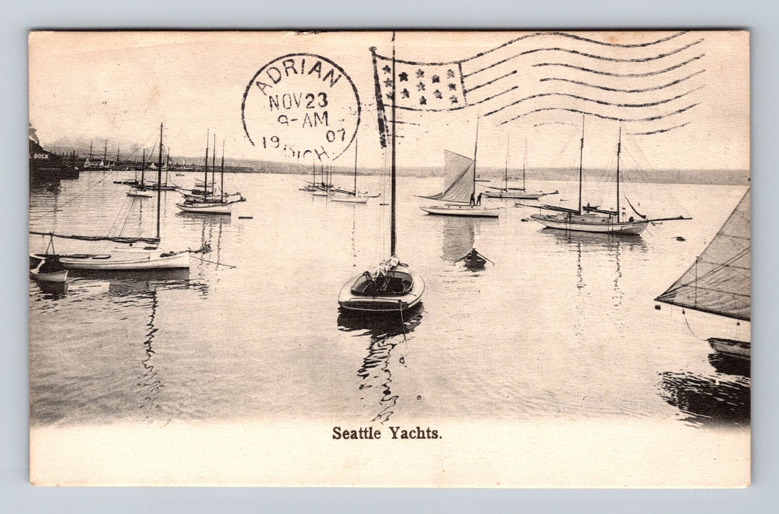 Seattle WA-Washington, Yachts, Antique, Vintage c1907 Postcard