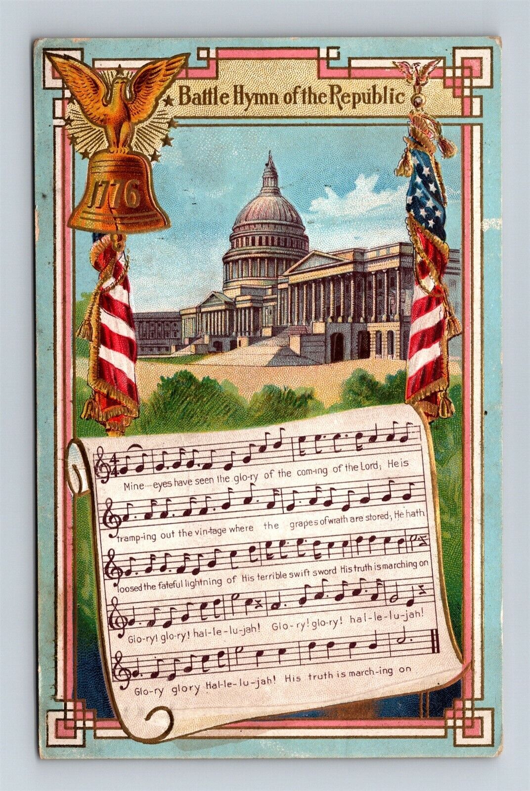 Postcard Patriotic Song Battle Hymn Of The Republic US Capital c1911 V19