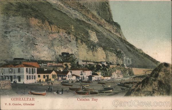 Gibraltar V.B. Cumbo-Catalan Bay V.B. Cumbo Postcard Vintage Post Card