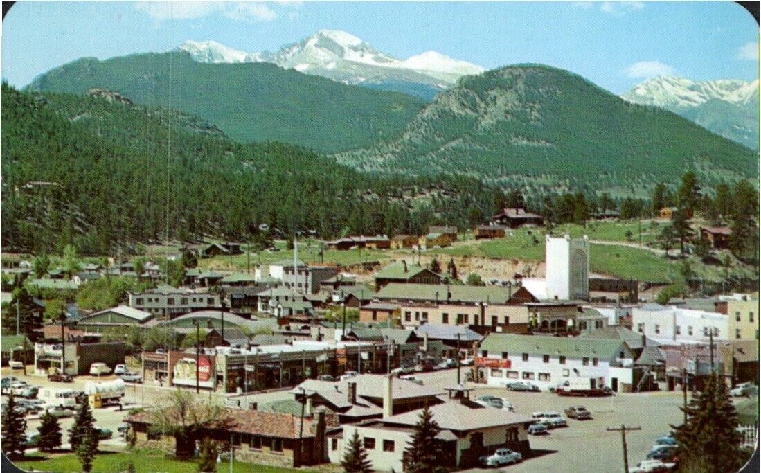 Estes Park Colorado 1950s Postcard Aerial View Vista Of Long\'s Peak