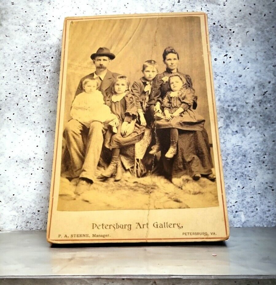 1894 Mom Dad Children Post Civil War Petersburg Art Gallery  photo Cabinet Card