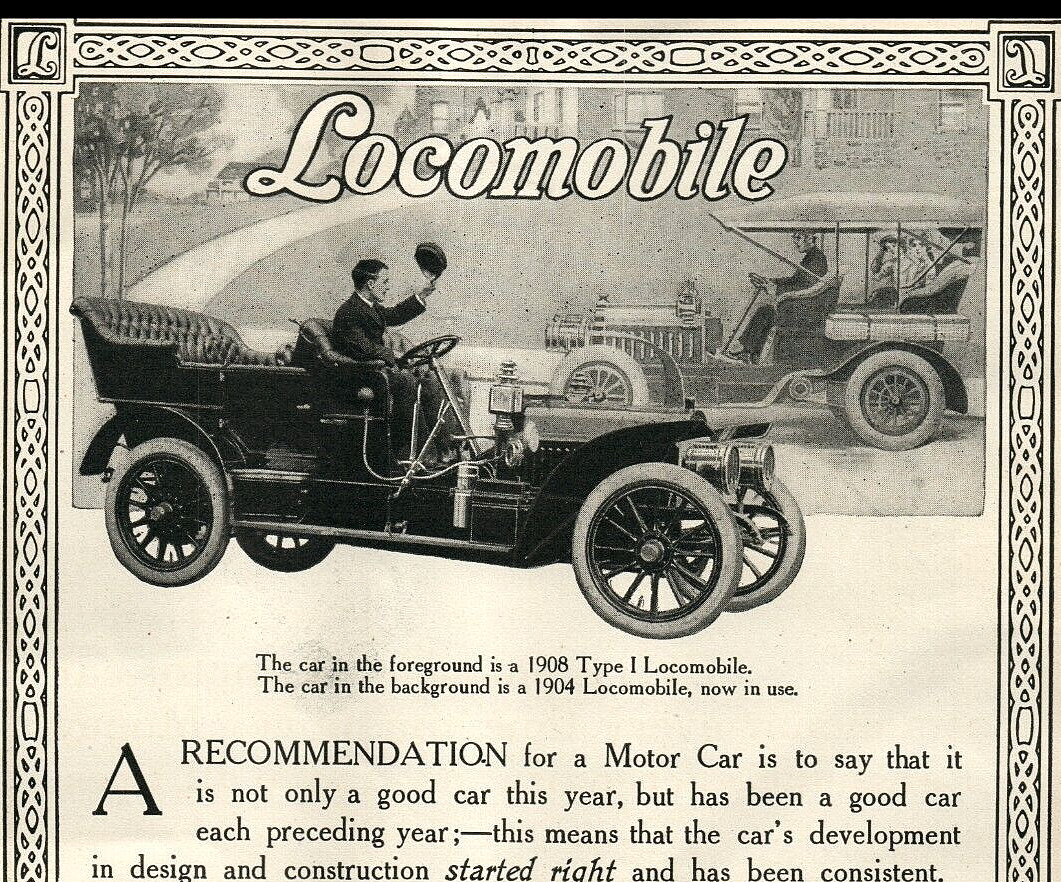 1908 Locomobile Type 1 Motor Antique Car Auto $2900 Bridgeport CONN 8398