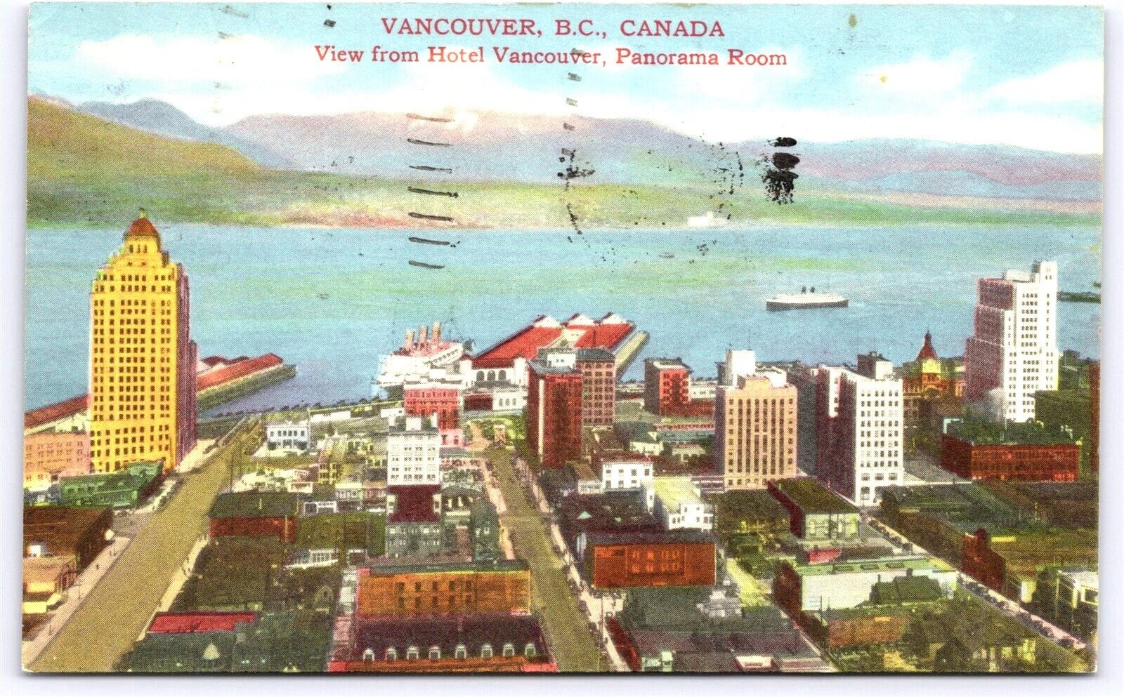 Canada, Vancouver BC, Aerial View from Hotel Vancouver Panorama Room, DB 1949