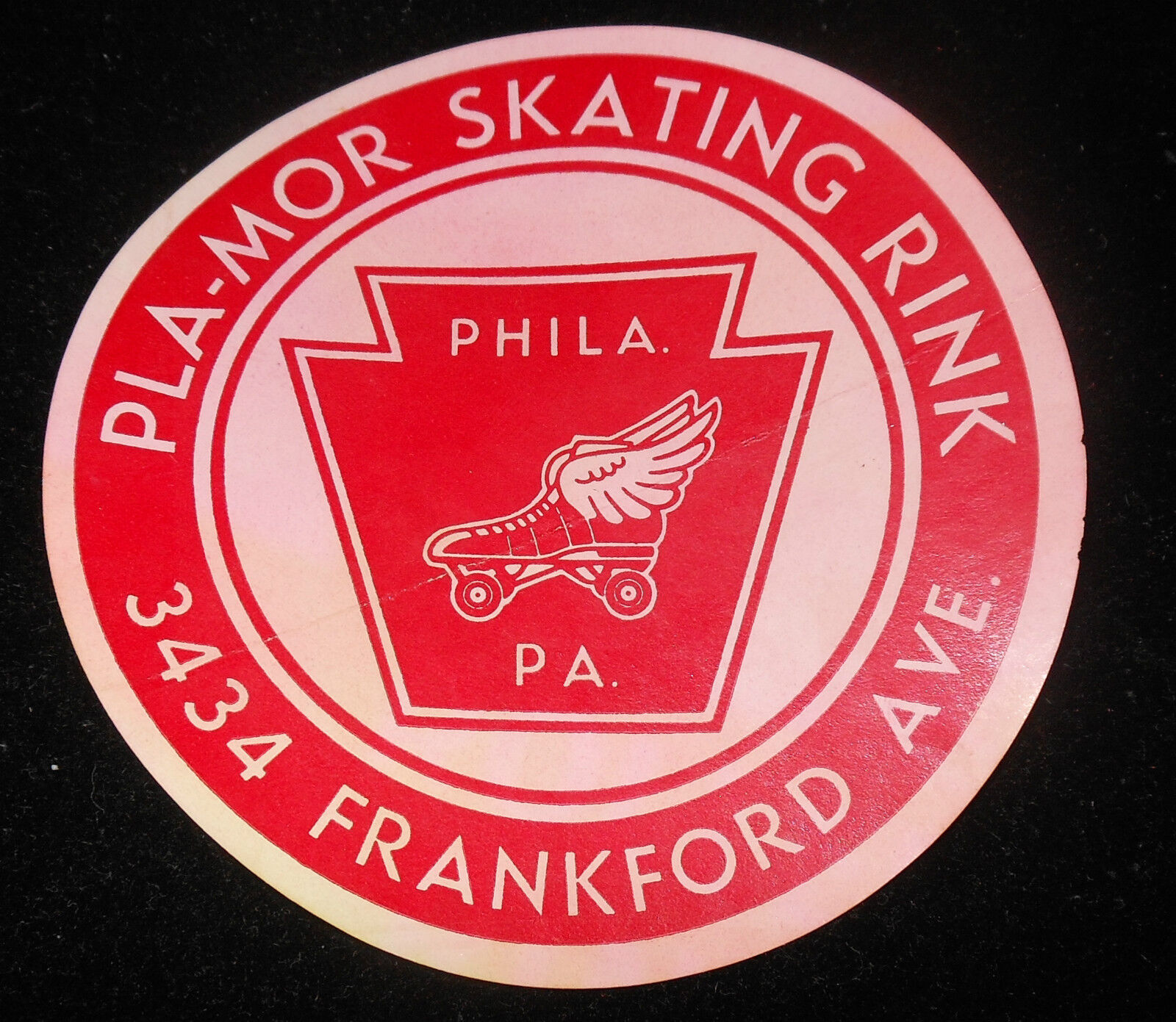 Vintage PLA-MOR SKATING RINK PHILA PA  Roller Rink Label