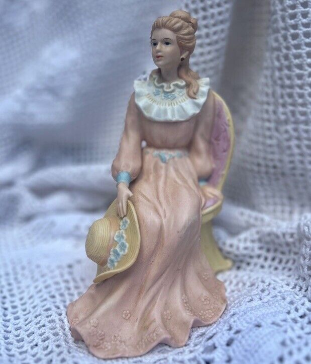 Porcelain HOMCO 1439 Courtney Dream Victorian Lady Sitting Hat Figurine