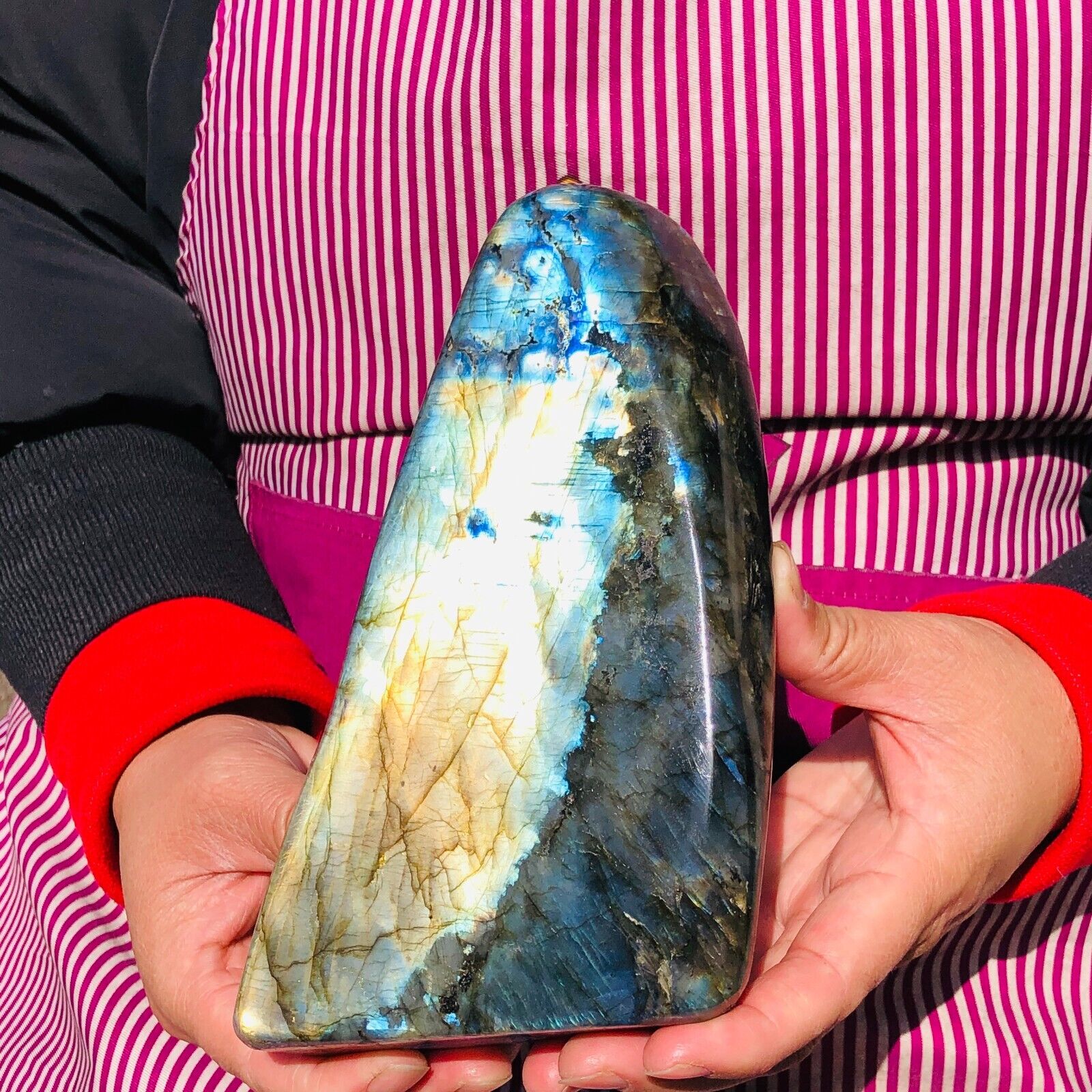 1630g Natural Gorgeous Labradorite Quartz Crystal Stone Specimen Healing 553