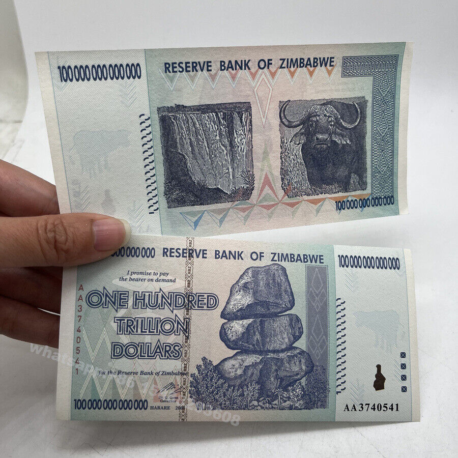 One Hundred Trillion Dollar Banknote Blue zim paper Trillion Note non-currency