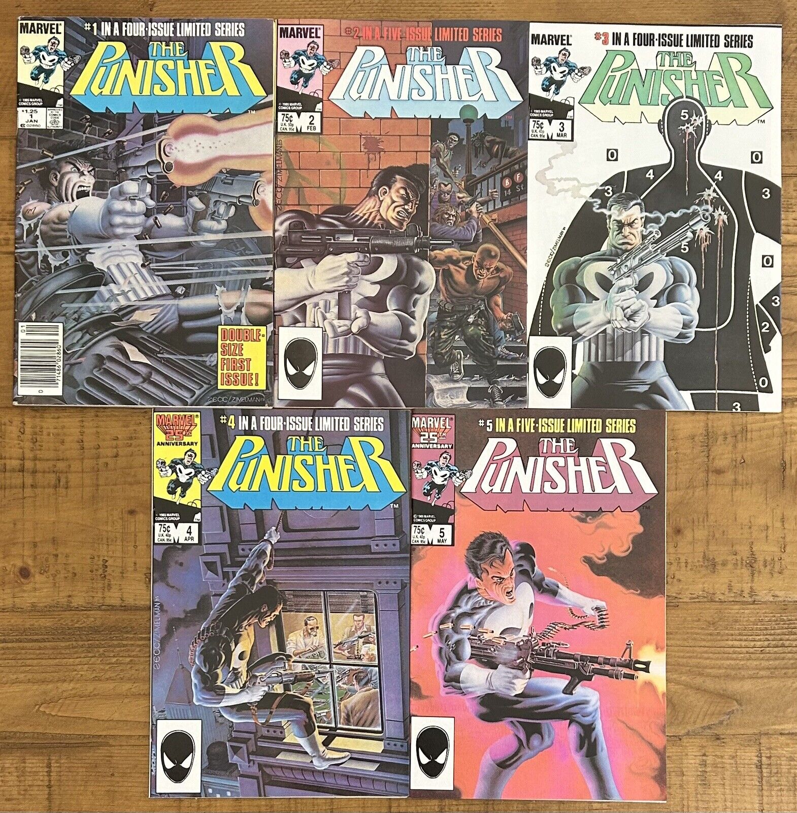 The Punisher Mini Series #1,2,3,4,5 Mike Zeck VF-/NM Set 1985