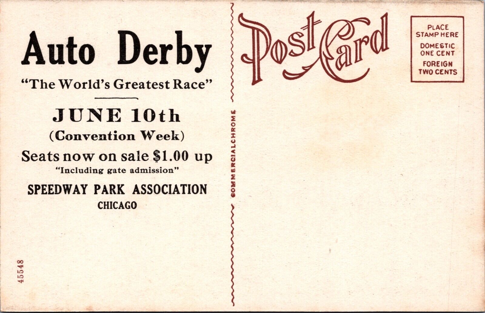 Postcard Illinois Chicago Speedway Park Ass. Auto Derby 1915 Drivers Car Race