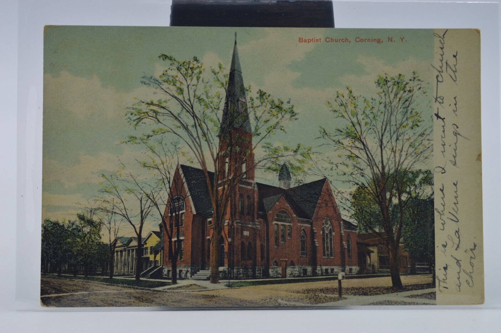 c1910 CORNING NY NEW YORK BAPTIST CHURCH STREET Antique POSTCARD