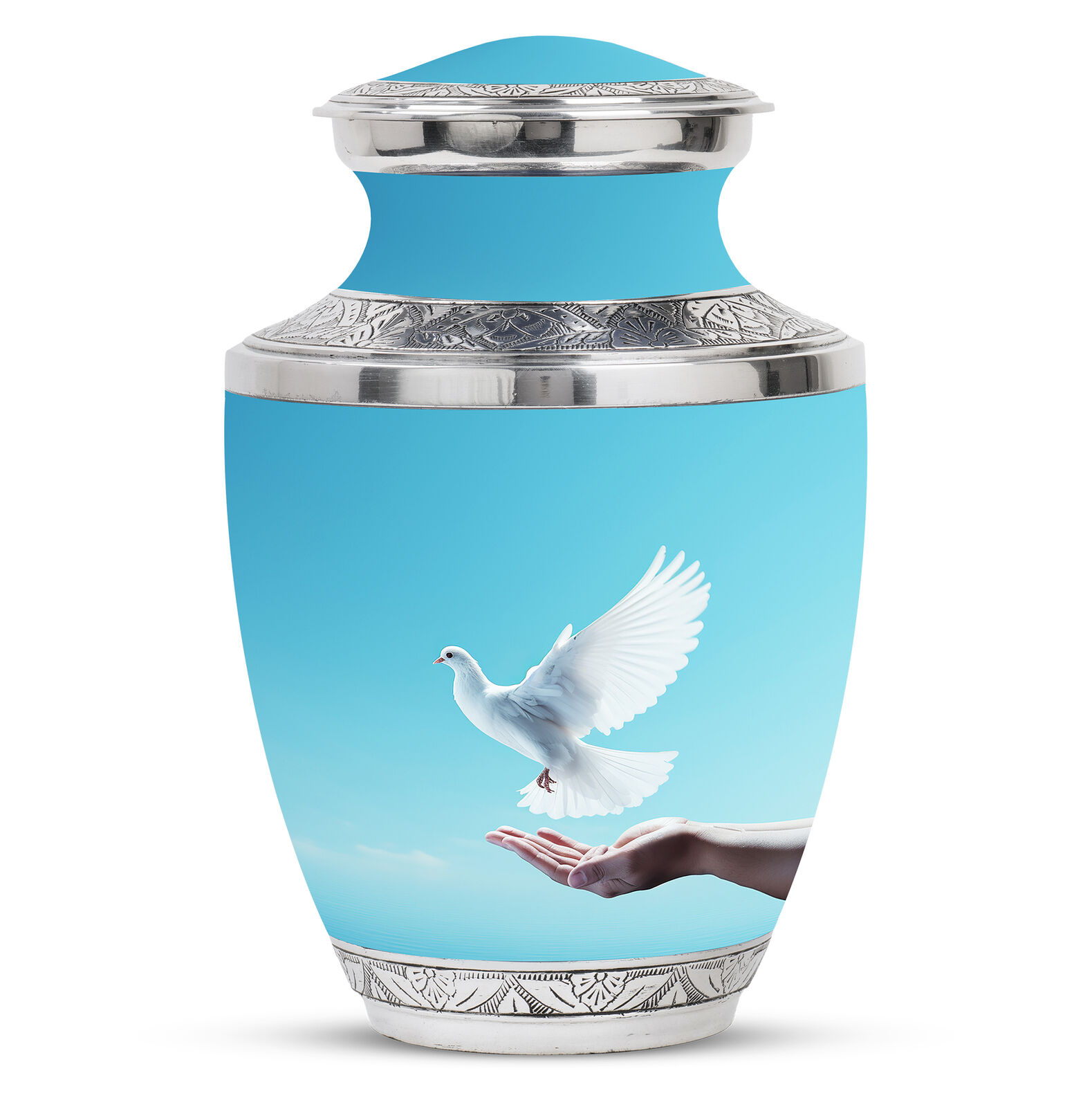white dove peace flying Large Memorial Urns For Ashes Size 10 Inch