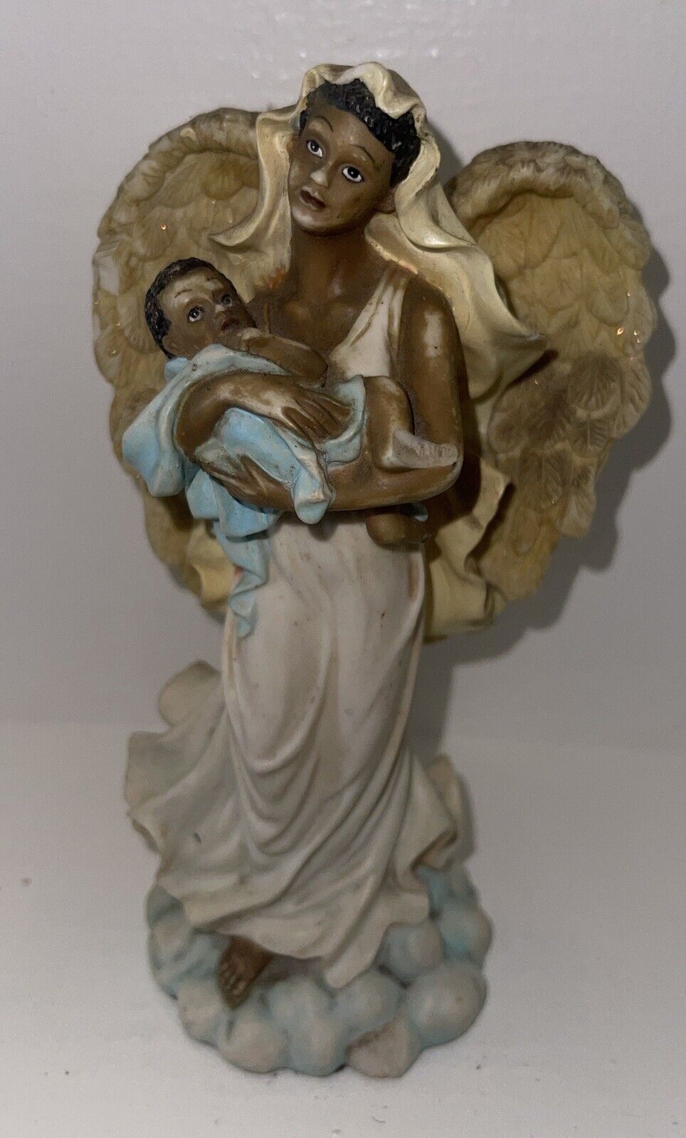 Religious Beautiful Vintage, Mother & Son Figurine ANGELS, African American