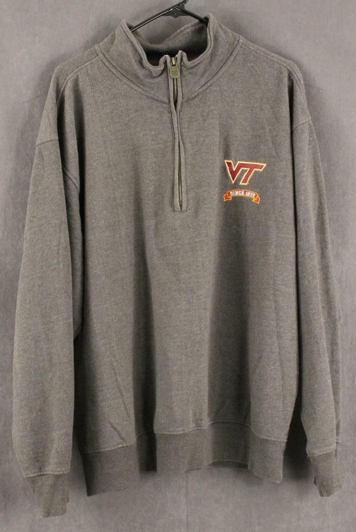 EUC Virginia Tech VT Logo Pressbox Long Sleeve Pullover Grey Fleece Ladies LG