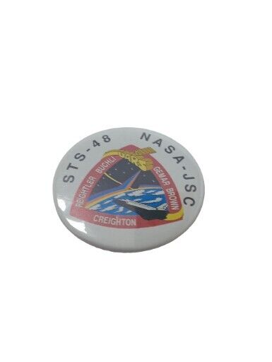 NASA JSC STS-48 Vintage Commemorative Pinback Button - Vintage 2 Inch