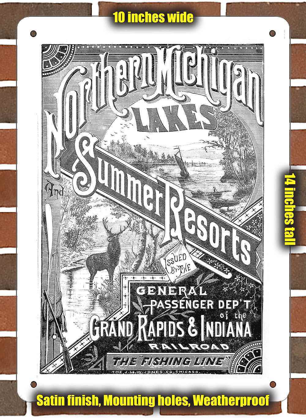 Metal Sign - 1882 Northern Michigan Summer Resorts- 10x14 inches
