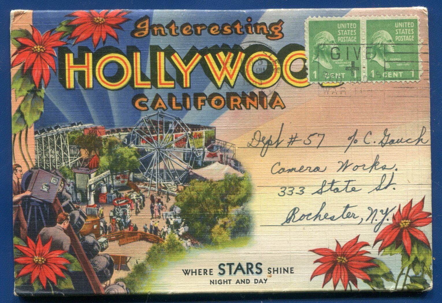 Hollywood California ca Bowl CBS Studios Greek Theatre postcard folder #2