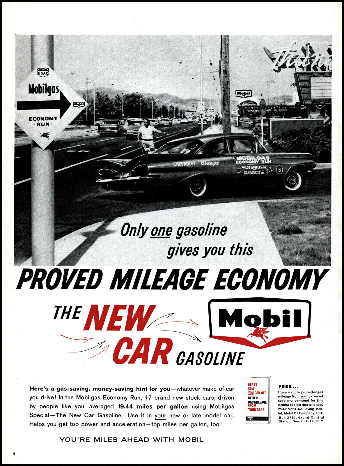 1959 Mobil Oil Gas Mobilgas Economy Stock Car Run vintage photo print ad L27
