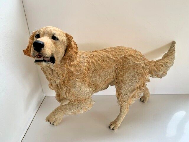 Magnificent Large & Ultra Realistic Resin Figurine of Active Golden Retriever