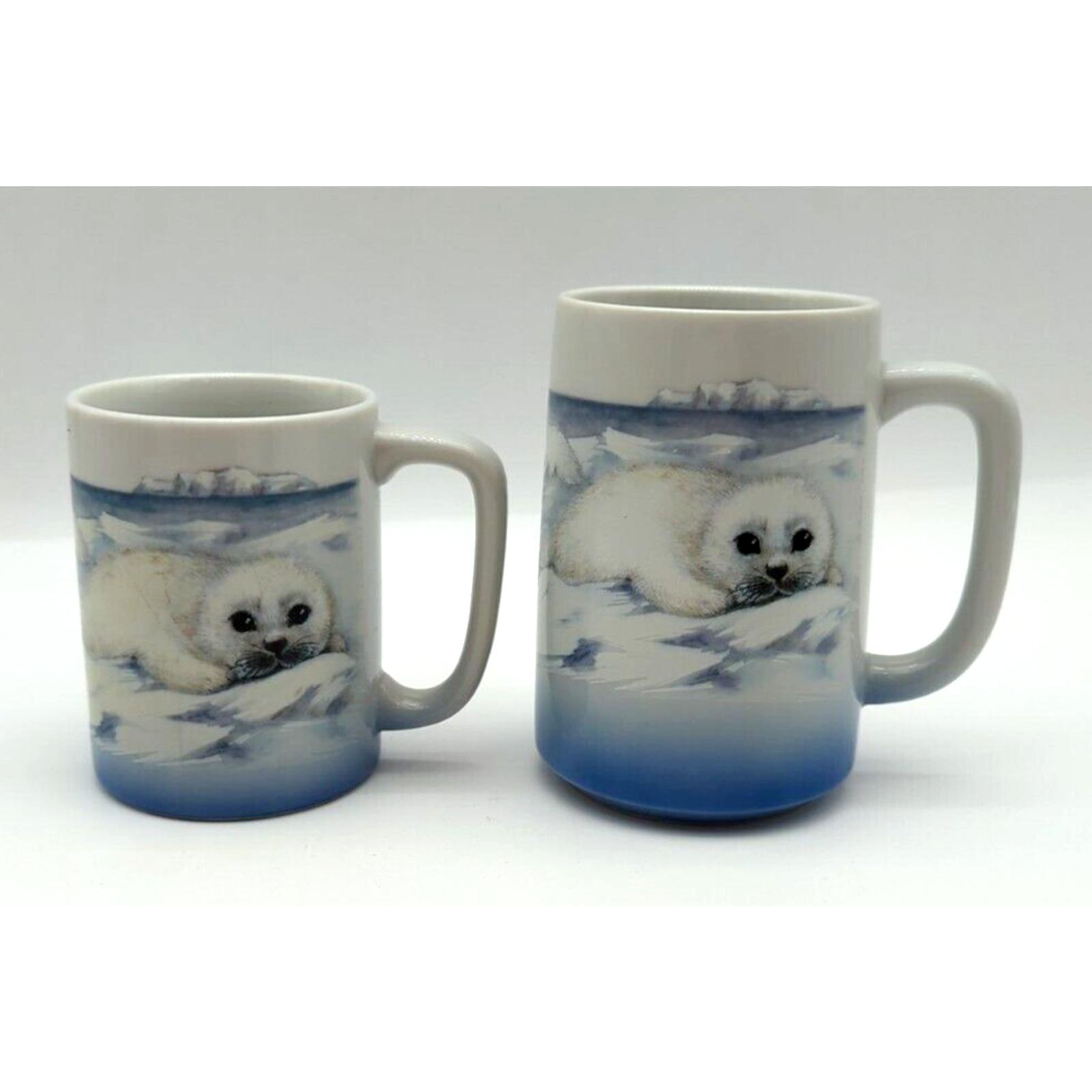 Set of 2 Otagiri Baby Seal Pup Coffee Cup Mug Made in Japan 
