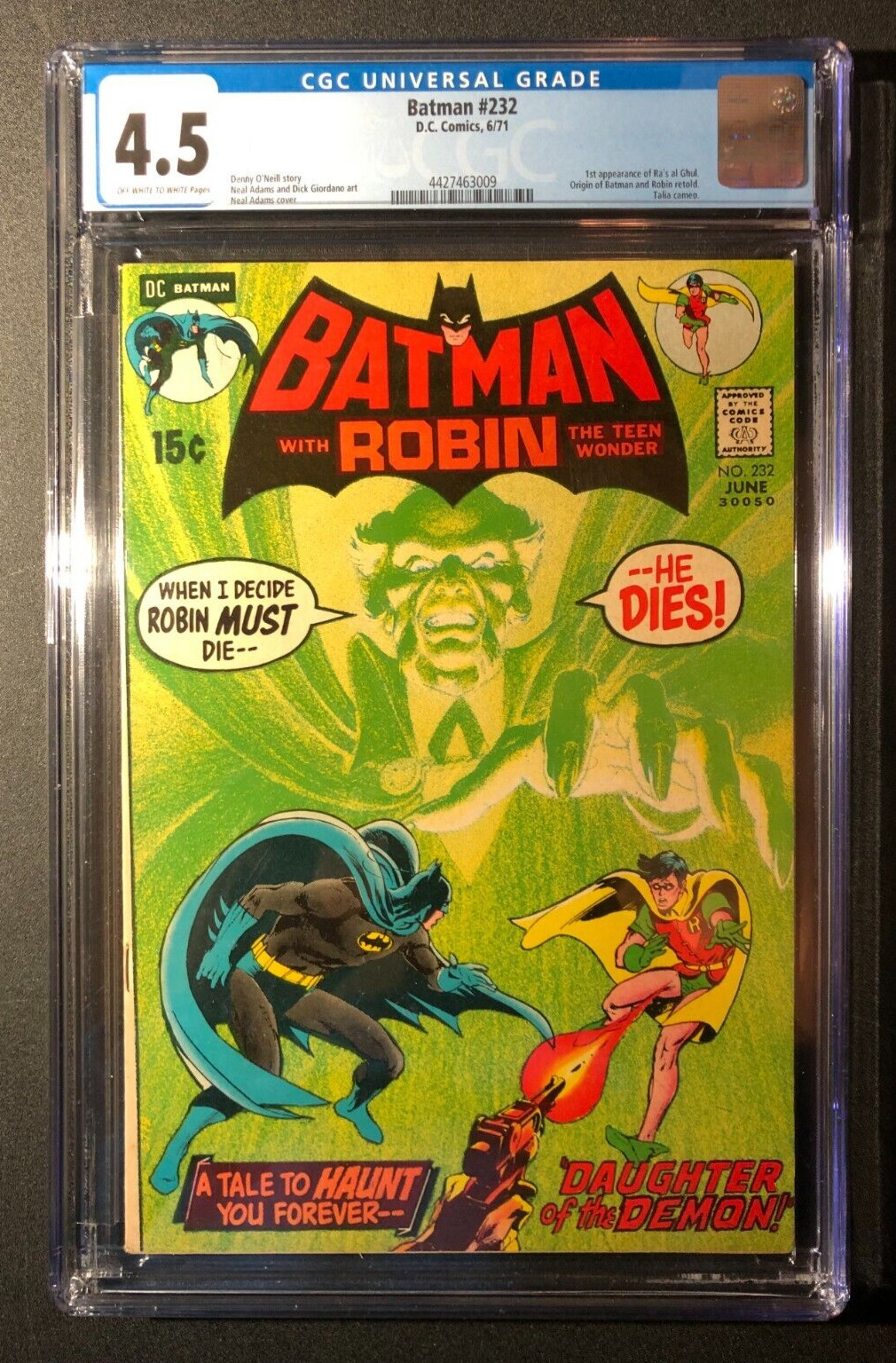 Batman #232 CGC 4.5 Bronze 1971 KEY 1st Ra\'s Al Ghul & Talia Cameo +Neal Adams+