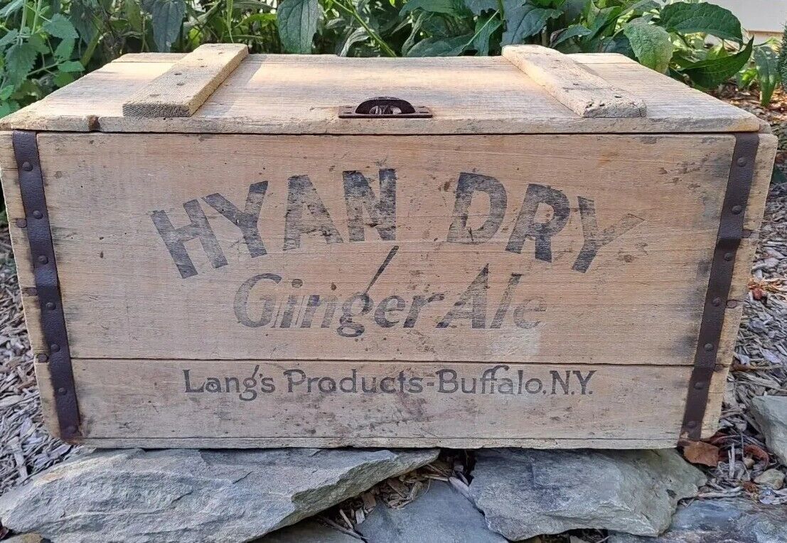 Rare Prohibition Era HYAN DRY Ginger Ale Lang\'s Products Buffalo NY Wooden Crate