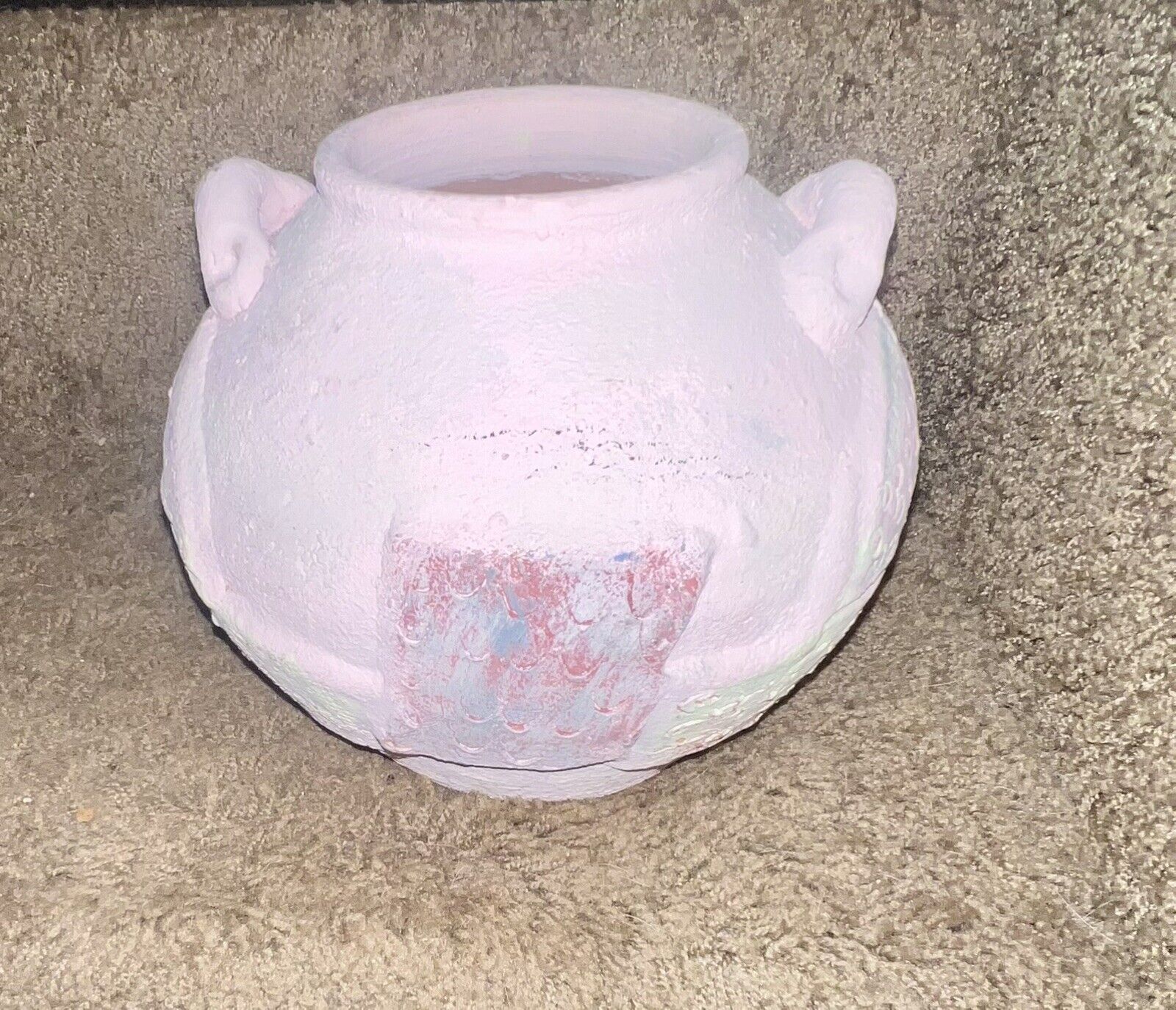 Vintage Pastel Pink Handcrafted Ceramic Vase/Jar With Handles