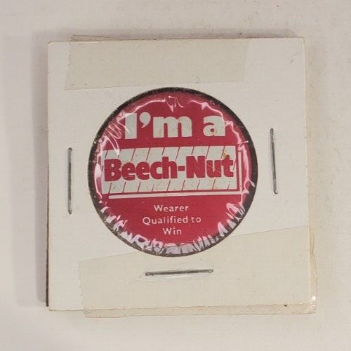 Vintage 60s  Im A Beech Nut  Wearer Qualified To Win  Litho Pinback Button