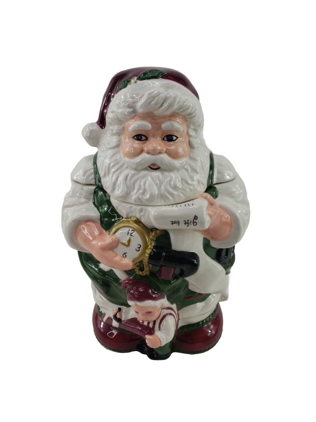 Vintage JC Penny Holiday Novelty Cookie Jar Santa Elf with Gift List JCP 