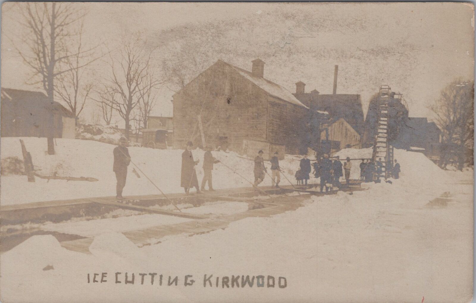 Ice Cutting Kirkwood Postcard c1900s? RPPC Photo Postcard