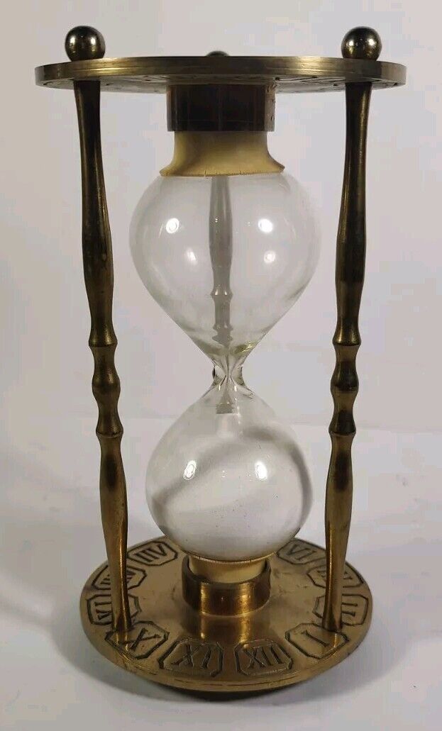 Zodiac Brass Sand Timer Hourglass Roman Numerals Dry Gaskets Vtg Used See Pics