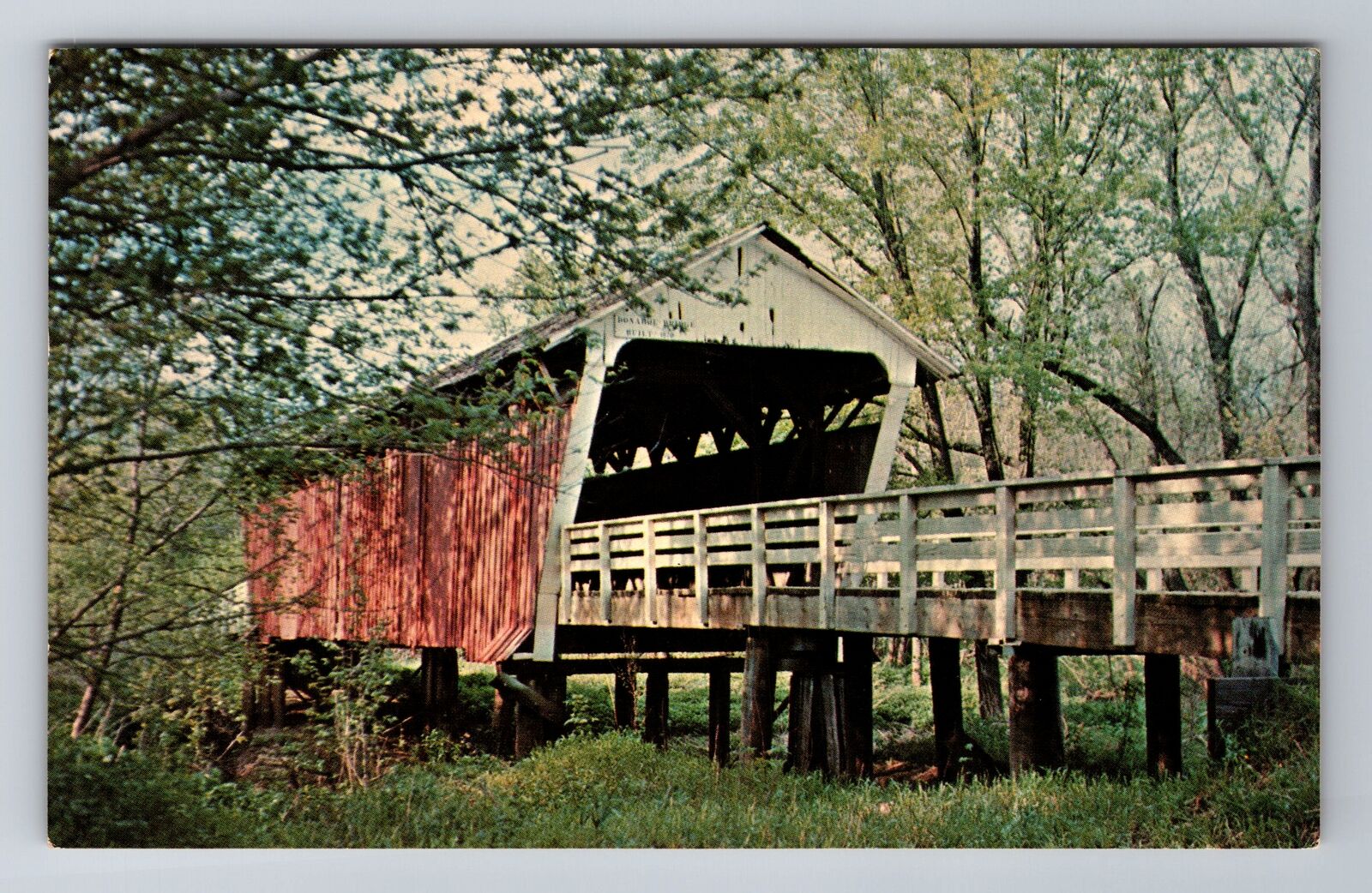 Winterset IA-Iowa, Donahoe Covered Bridge, Antique, Vintage Souvenir Postcard