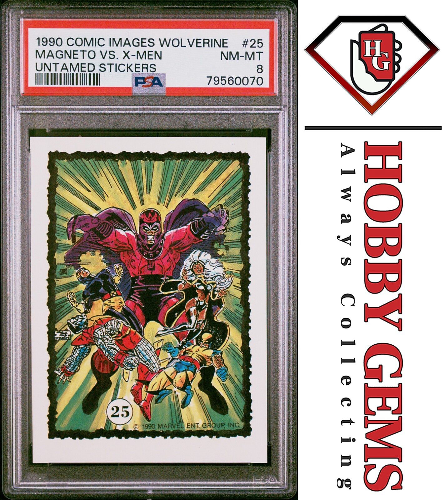 MAGNETO vs. X-MEN PSA 8 1990 Marvel Comic Images Wolverine Untamed Sticker #25